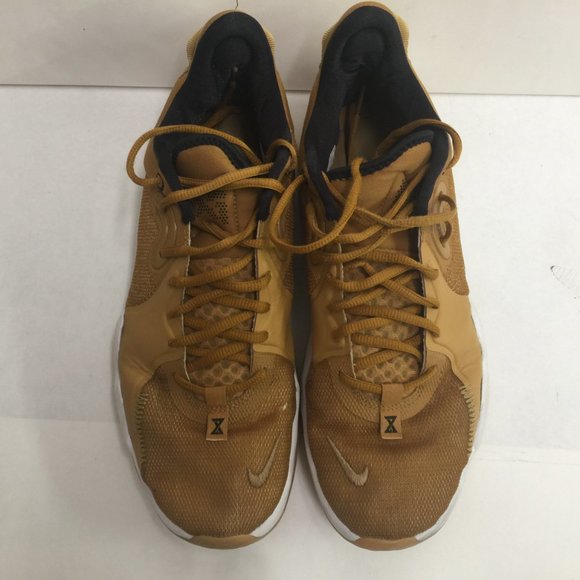 Sneakers Shoes Nike PG 5 Paul George Metallic Gold Wheat Basketball 11.5 - Picture 15 of 16